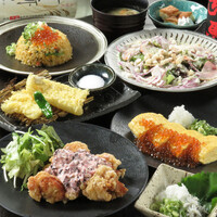 【堪能コース】刺身盛・煮付け・和牛ユッケ・肉いくら土鍋飯全10品+120分飲み放題